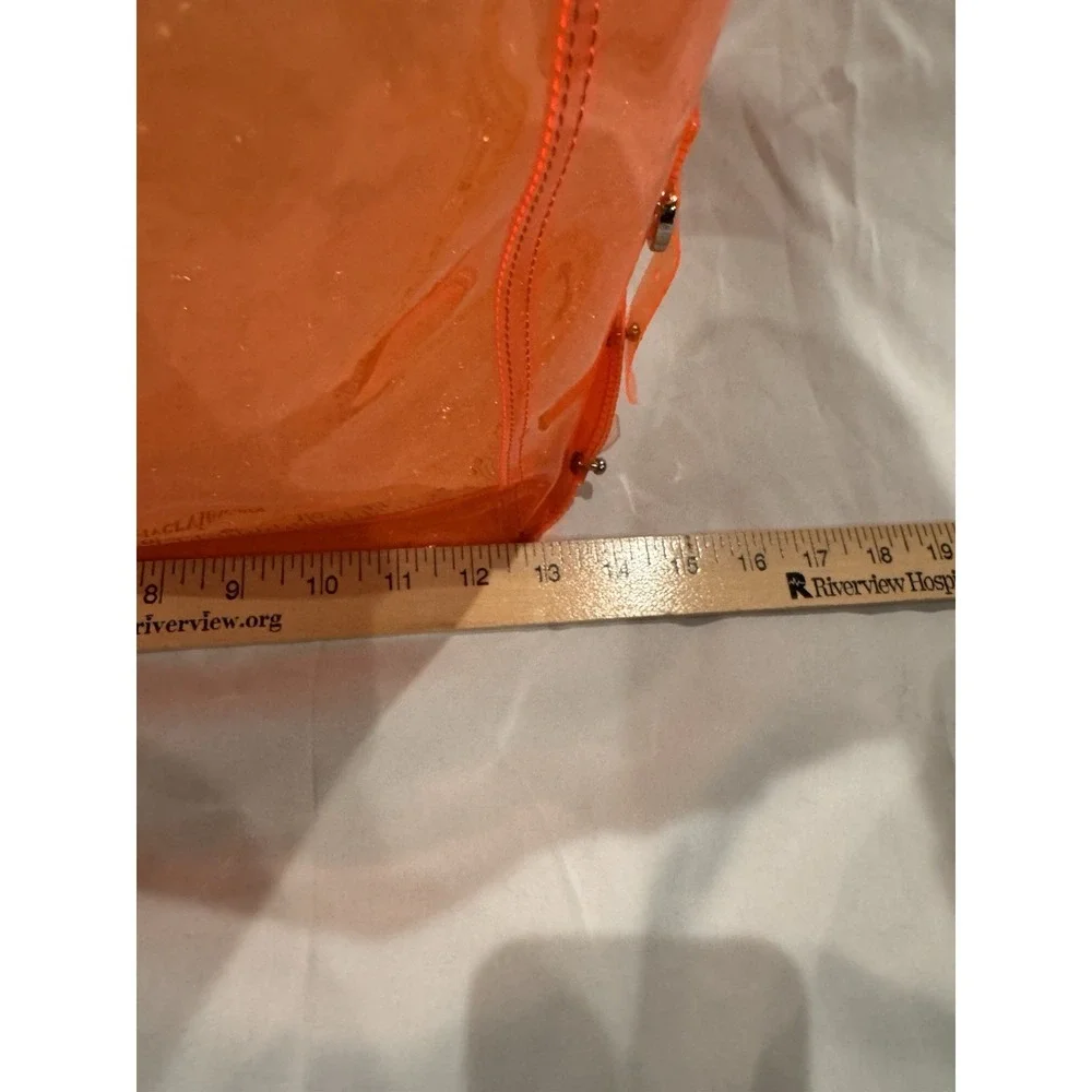 Alexander McQueen Neon Orange Clear PVC Large Tote Bag Silver Hardware - Picture 13 of 15